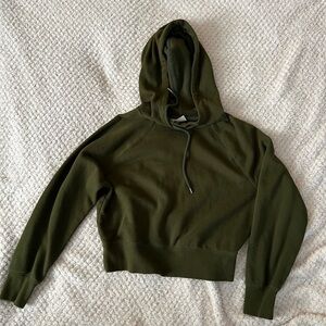 Olive Green Cropped Hoodie Top